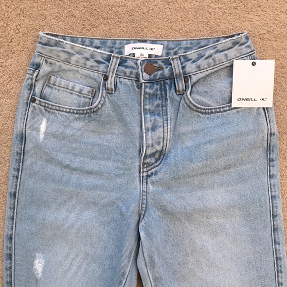 ONeill Distressed Denim Blue Jeans NEW Womens Size 0 Waist 24 Light Wash Benatar - Picture 6 of 14